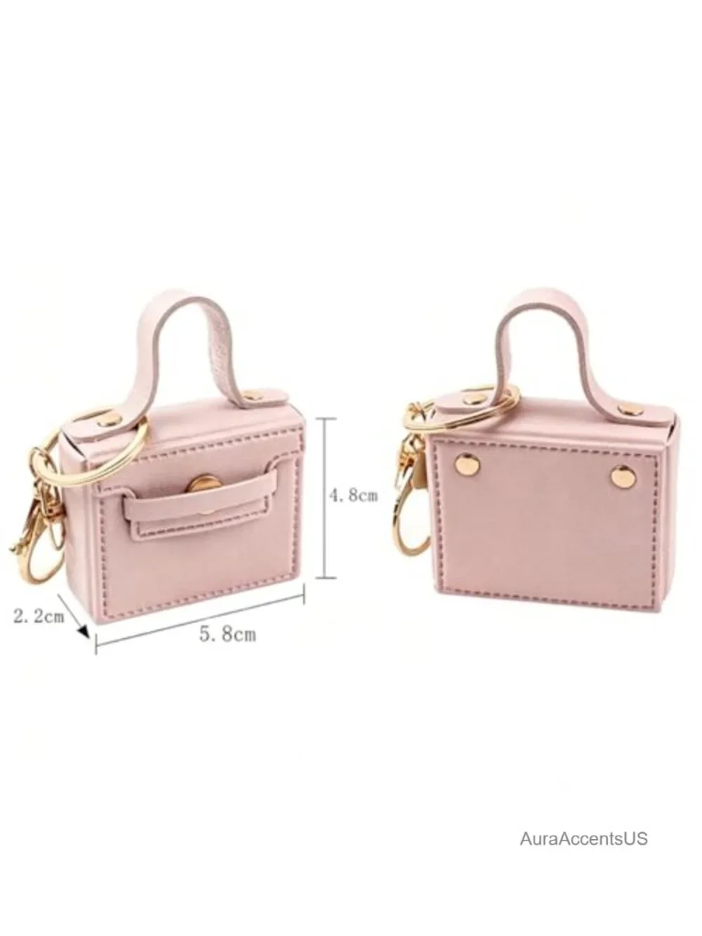 PU Leather Mini Bag Keychain Keyring Coin Purse Lipstick Holder Backpack Charm